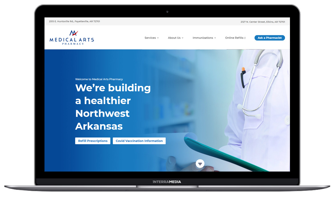 Medical Arts Pharmacy website designed in Fayetteville Arkansas