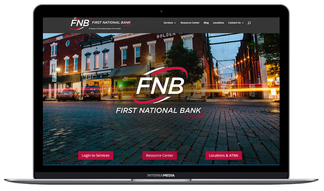 Screenshot of NWA website design client First National Bank of NWA