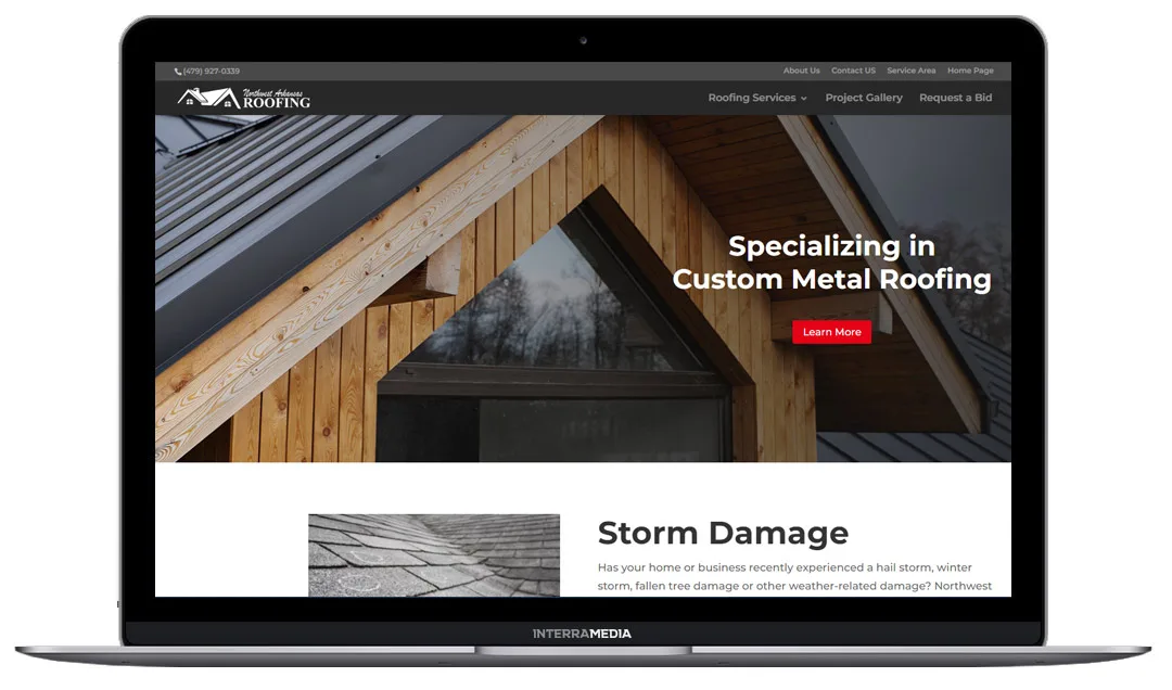 Screenshot of NWA website design client Northwest Arkansas Roofing